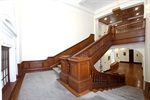 The stairs leading up to the second floor